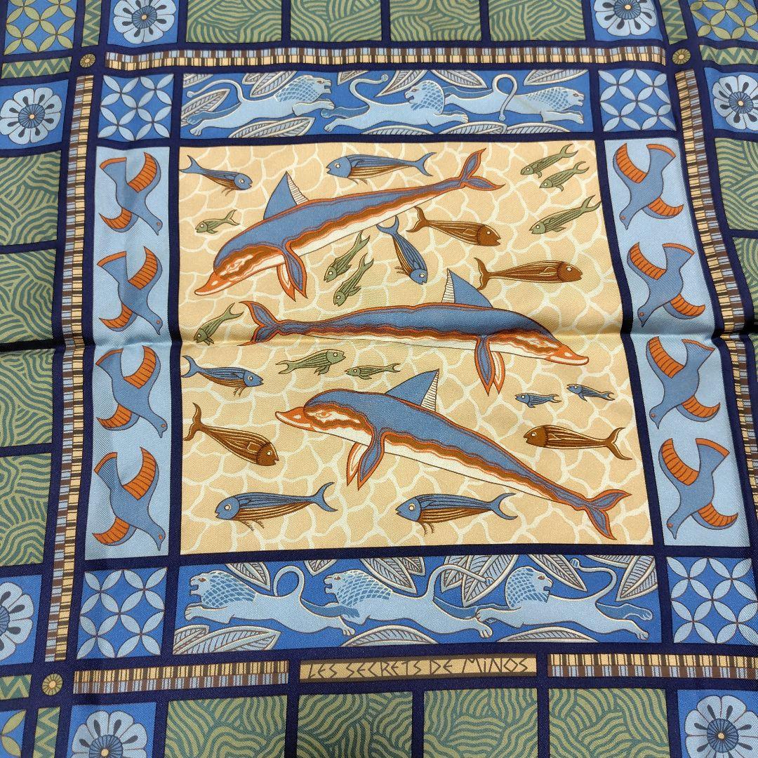 HERMES シルクスカーフ カレ90 海洋生物柄　美品♡