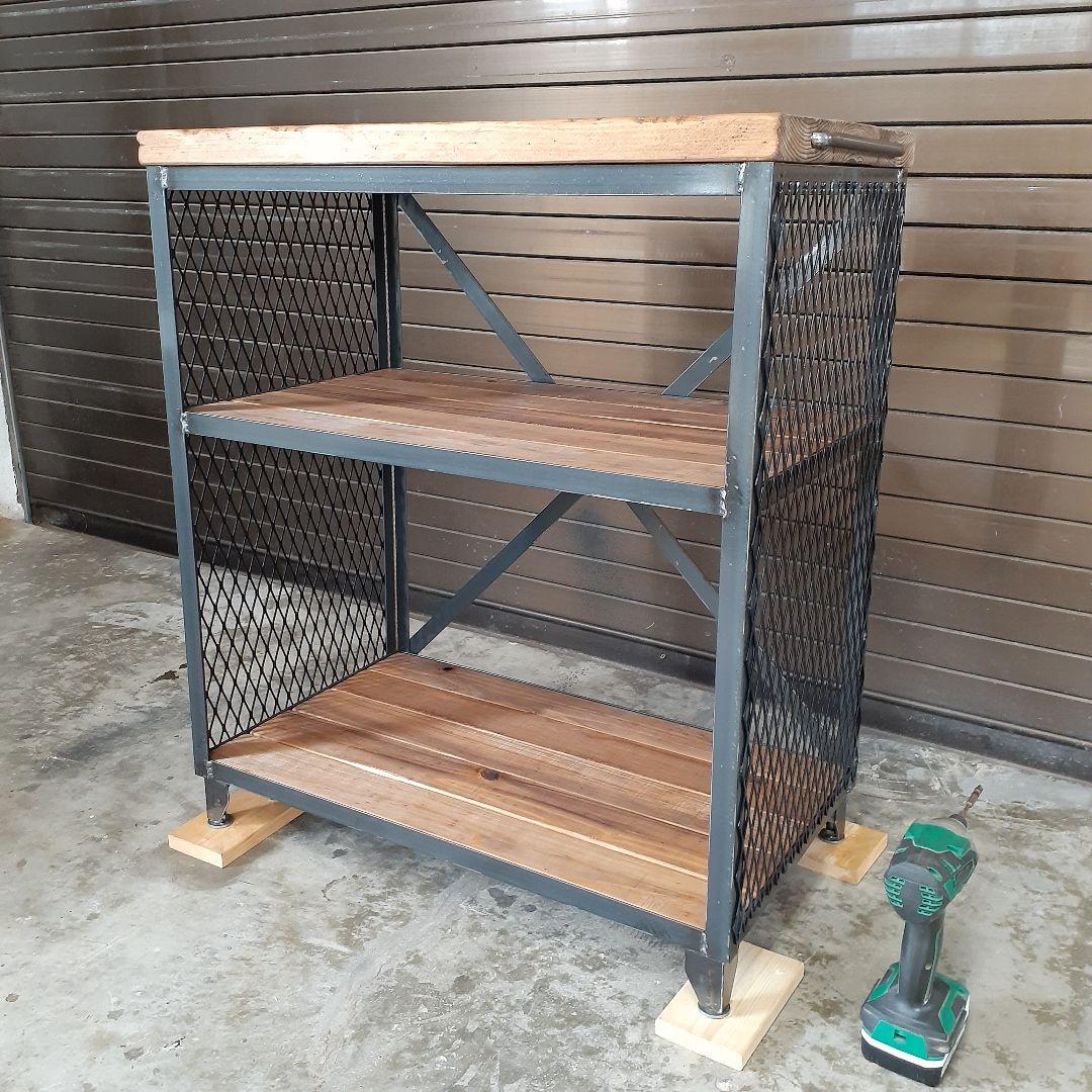 アイアン　シェルフ　ラック　インダストリアル　ハンドメイド　シューズラック　男前