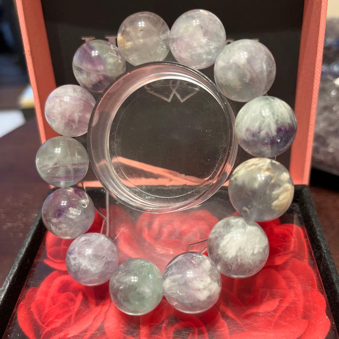 天然石ブレスレット　エンジェルフェザーフローライト　超大玉