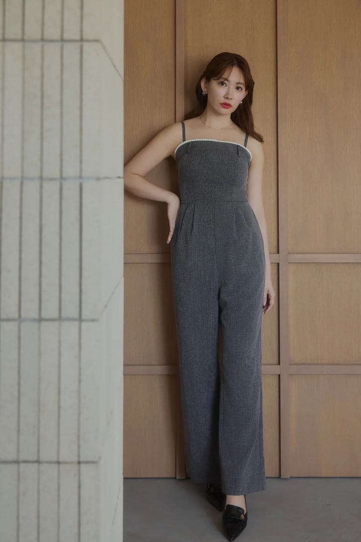 サロペット・オーバーオール・オールインワン Frilled Tweed Jumpsuit