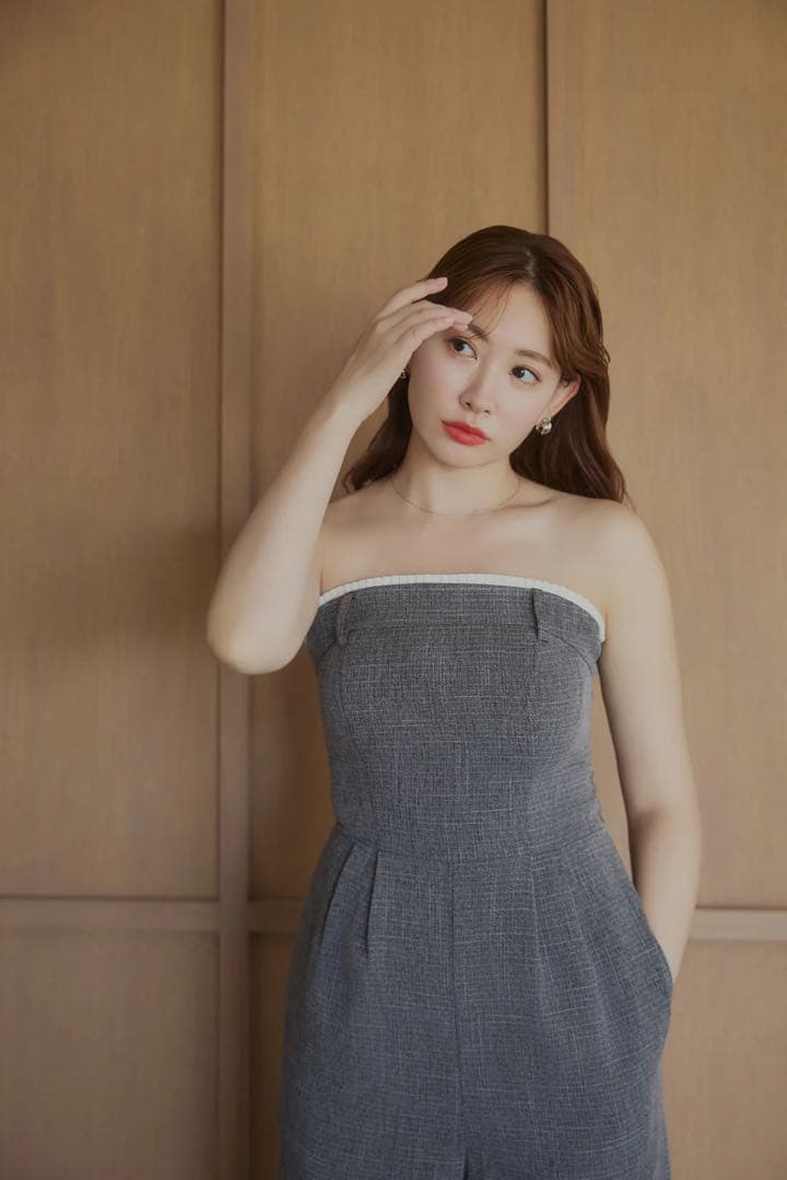 サロペット・オーバーオール・オールインワン Frilled Tweed Jumpsuit