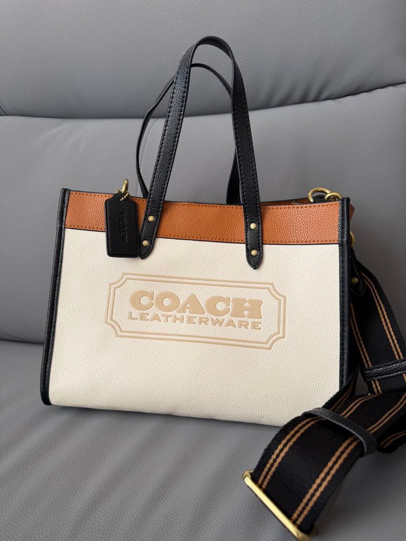 COACH C0777トートバッグ　ショルダー付き　2WAY ホワイトxブラウン