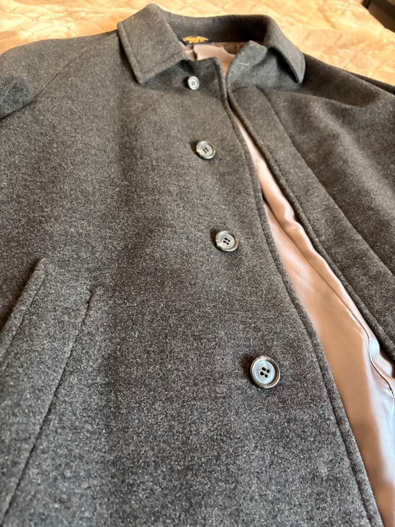 カシミヤ混 ブルックスブラザーズ ステンカラーコート チャコールグレー XL