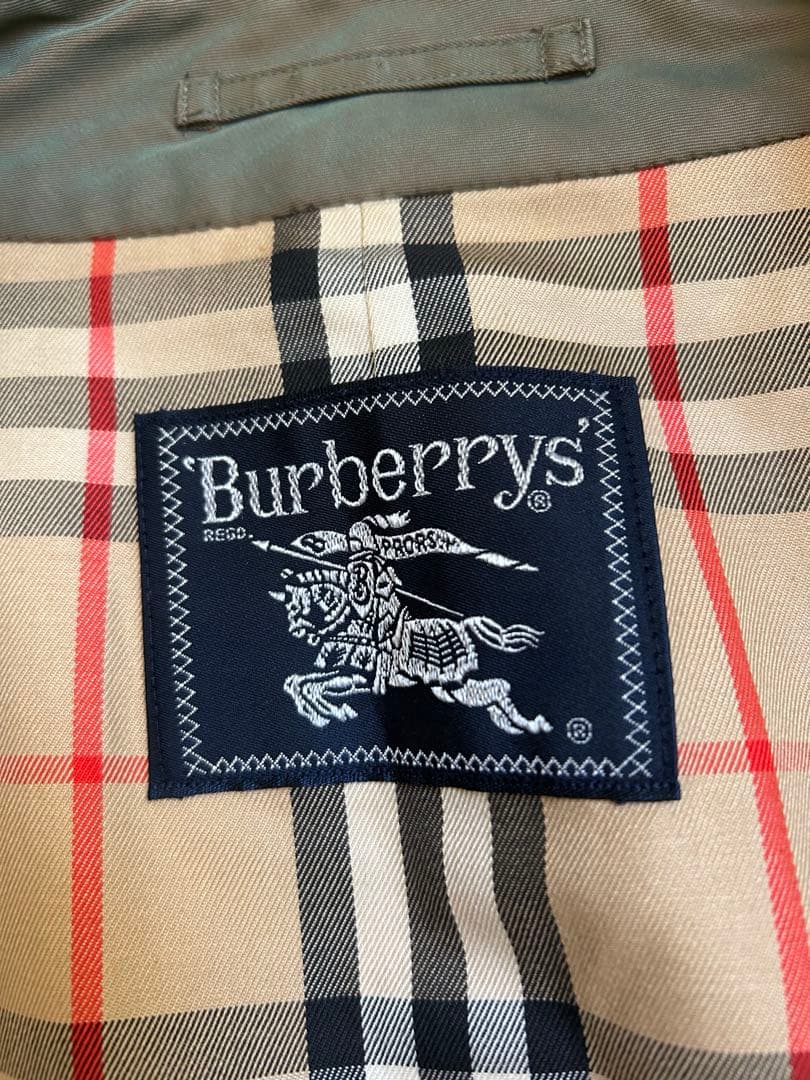 【玉虫カラー】バーバリー　カーキ　トレンチコート　ノバチェック　XL