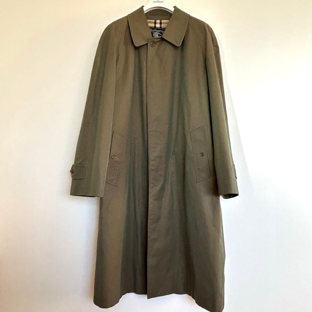【玉虫カラー】バーバリー　カーキ　トレンチコート　ノバチェック　XL