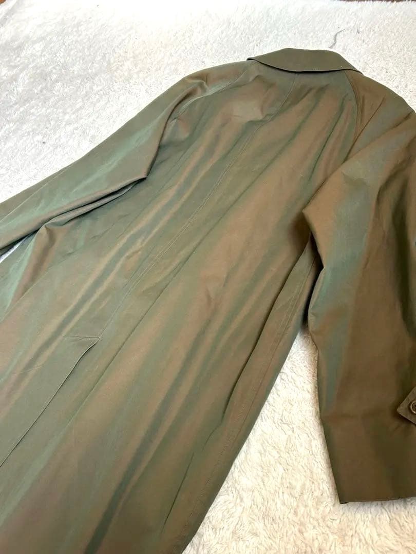 【玉虫カラー】バーバリー　カーキ　トレンチコート　ノバチェック　XL