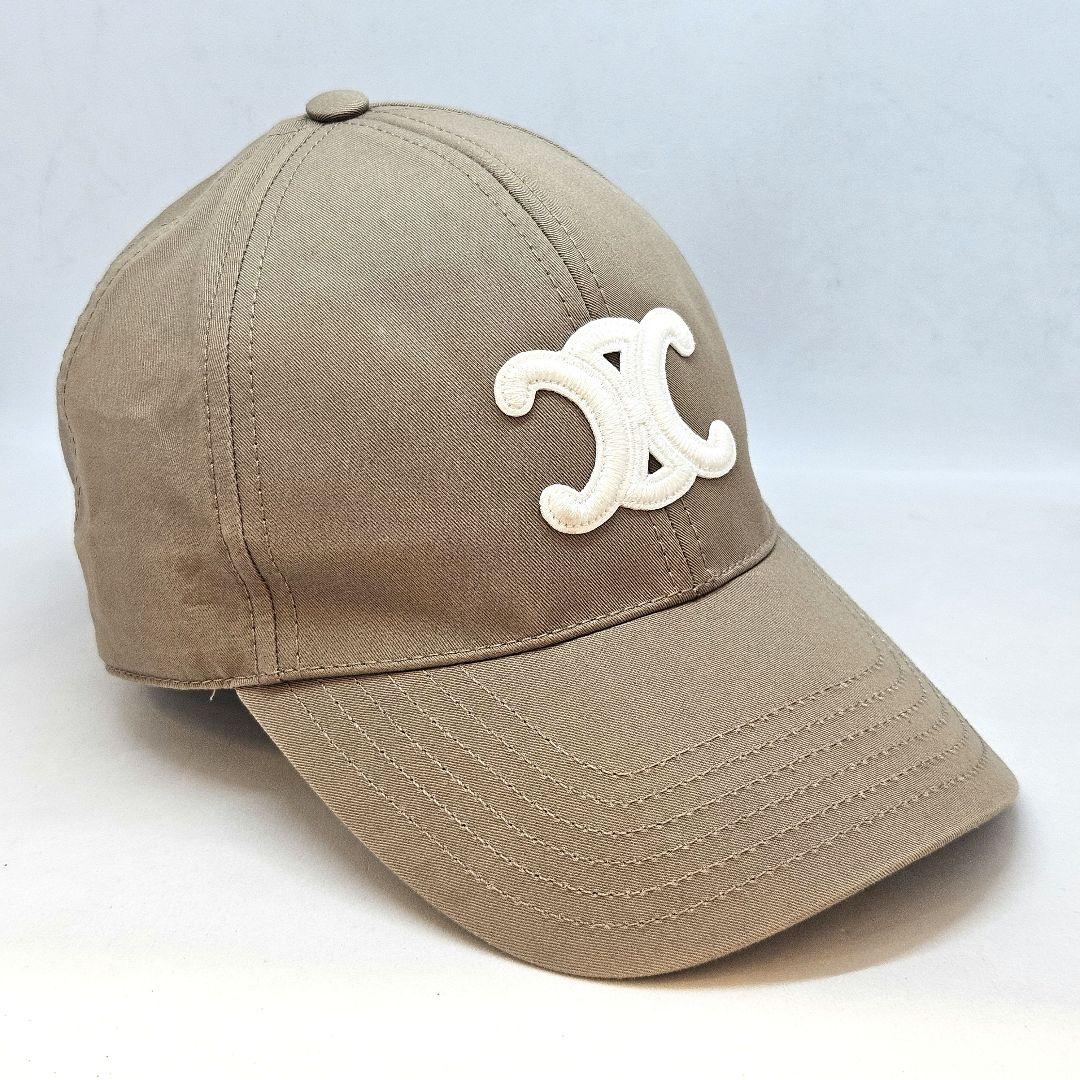 CELINE セリーヌ コットン トリオンフ ベースボール キャップ グレージュ