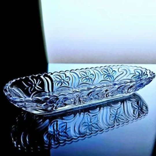 輝くオールドサンルイ すみれのロングトレイ【20世紀初頭】長皿