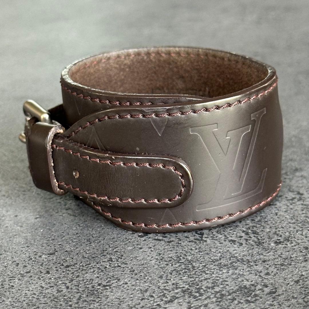 Louis Vuitton モノグラム レザー ブレスレット バングル LV