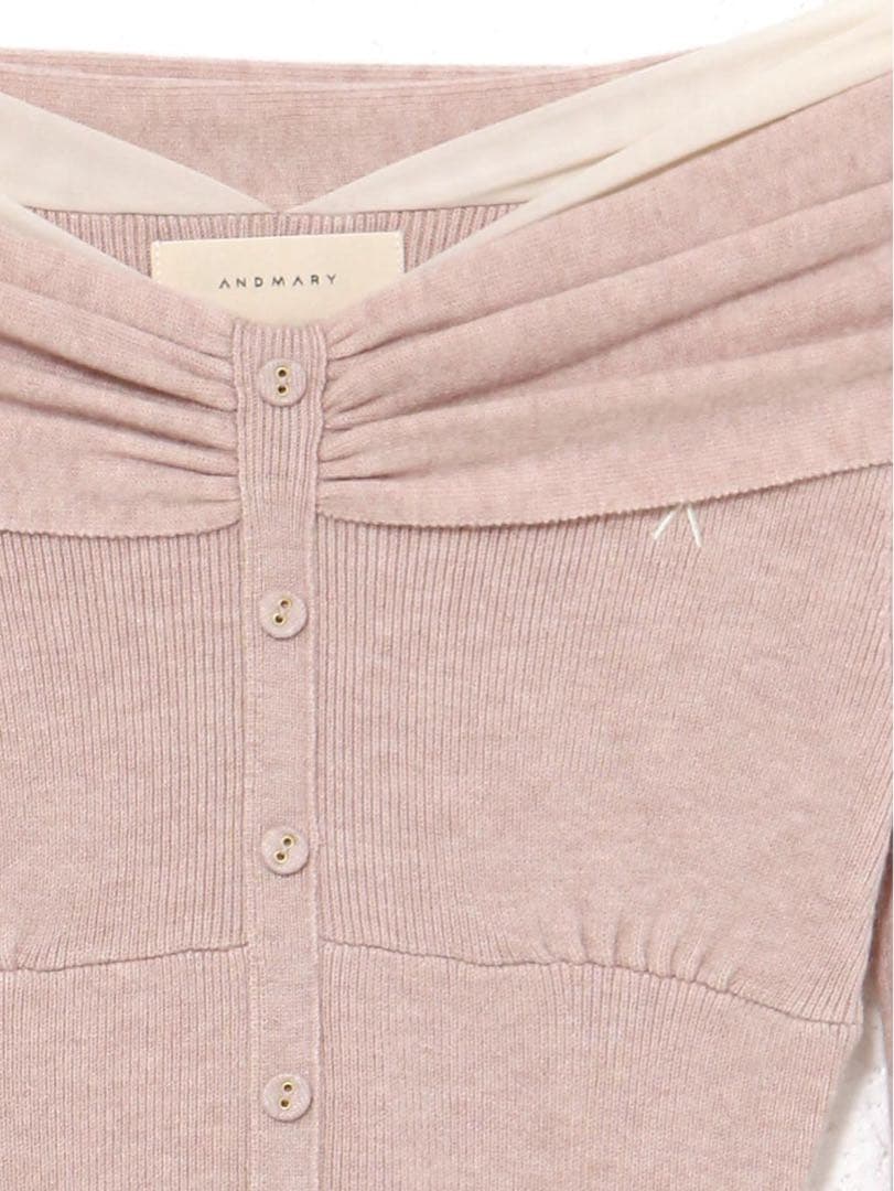 トップス andmary Shannon tulle knit tops pink