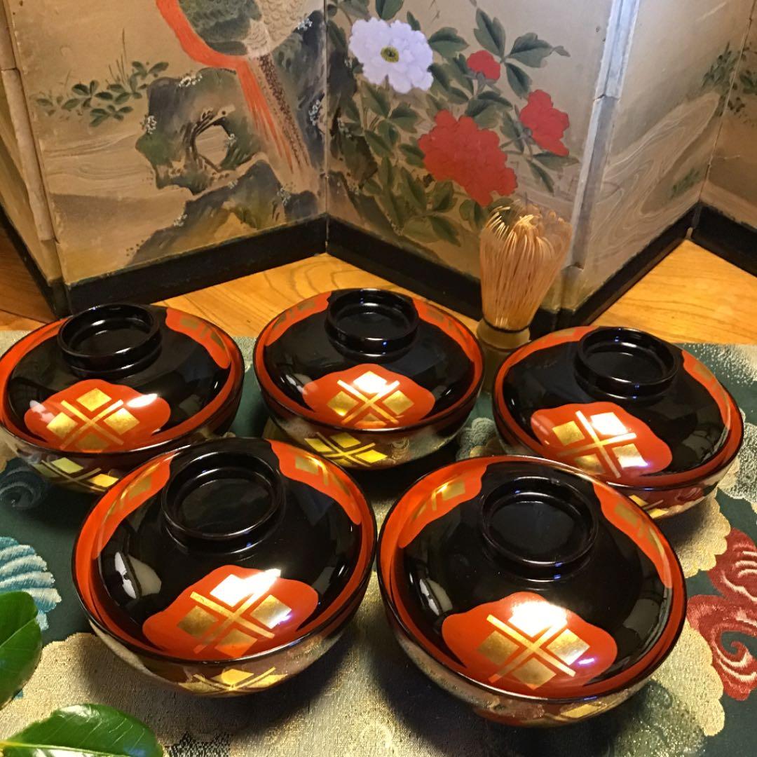 905 木製漆器　懐石道具　伝統工芸　秀衡塗　吸物椀　5客