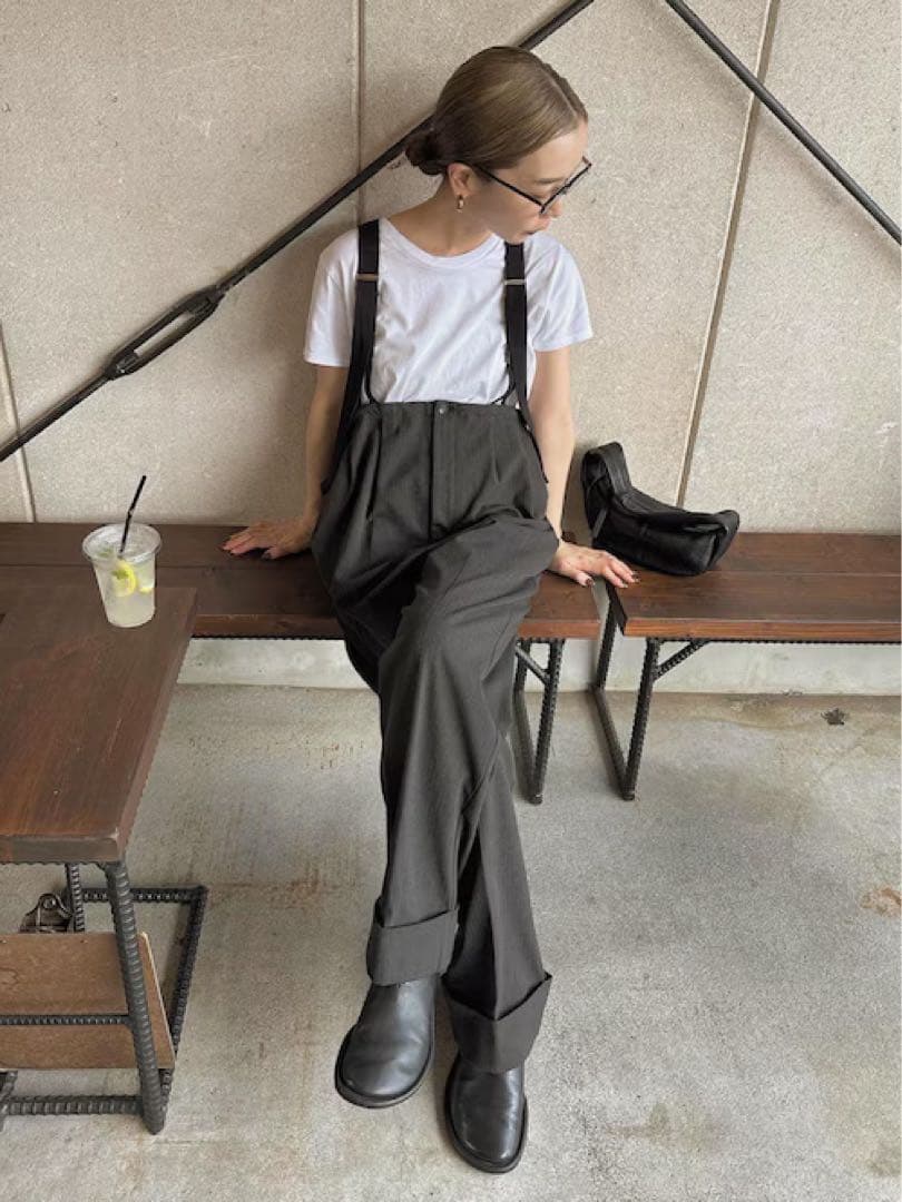 todayful サスペンダーハイウエストパンツ