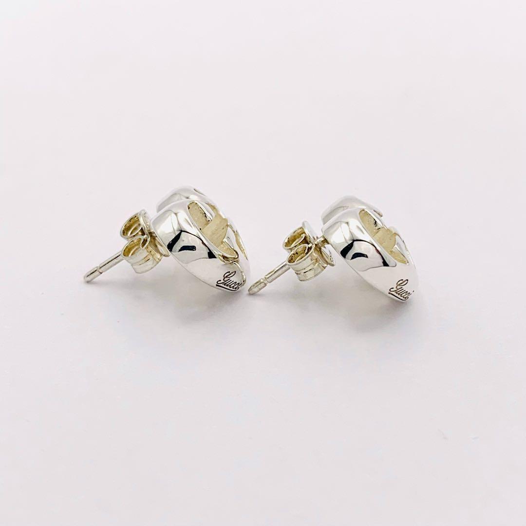 美品 グッチ GUCCI インターロッキング ハート ピアス Gロゴ 両耳