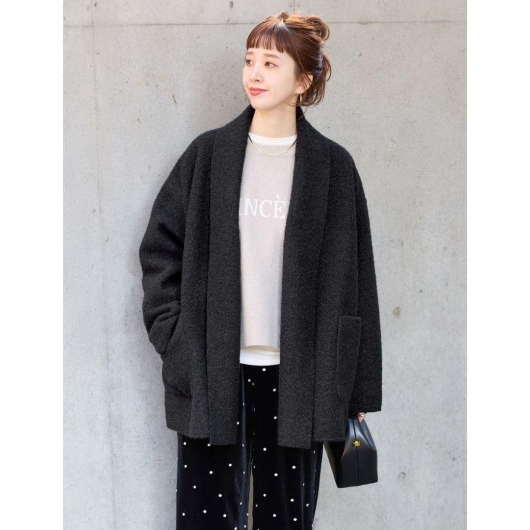 人気完売品　ベーセーストック ブークレージャージ着流しコート　極美品　現行　黒