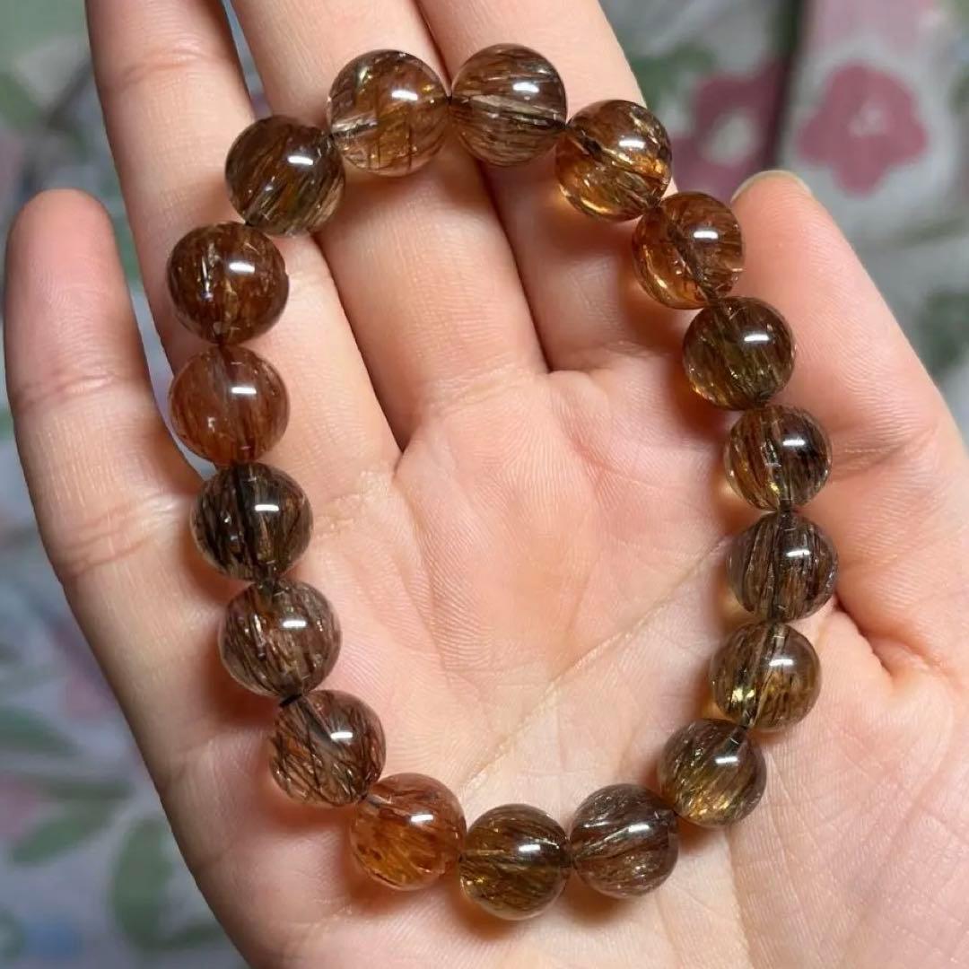 高品質ブラックゴールドスーパーセブン　ブレスレット　天然石　クリスタル