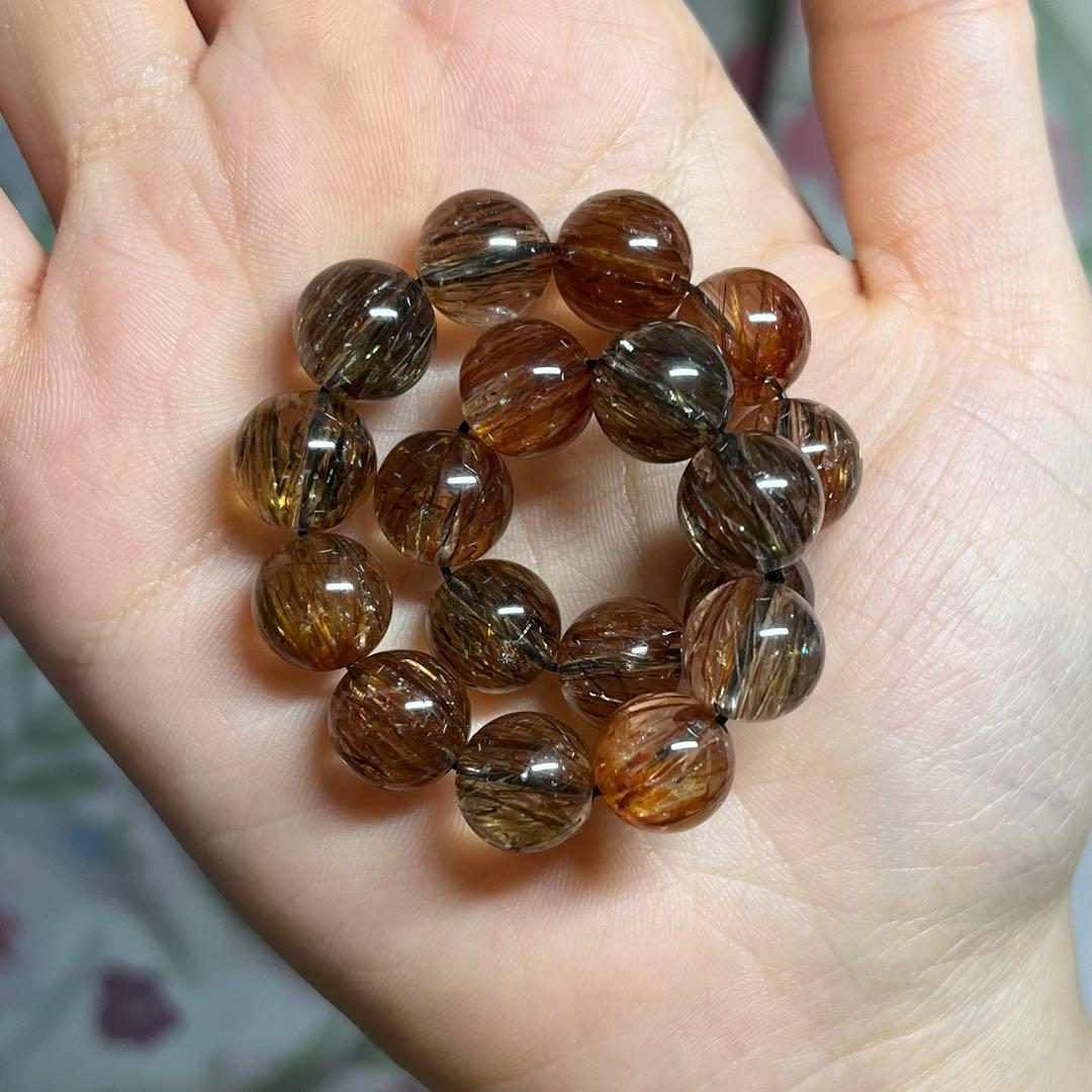 高品質ブラックゴールドスーパーセブン　ブレスレット　天然石　クリスタル