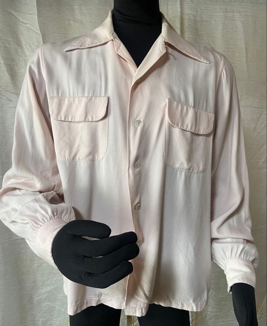 50's Tamarack ベイビーピンク レーヨンシャツ