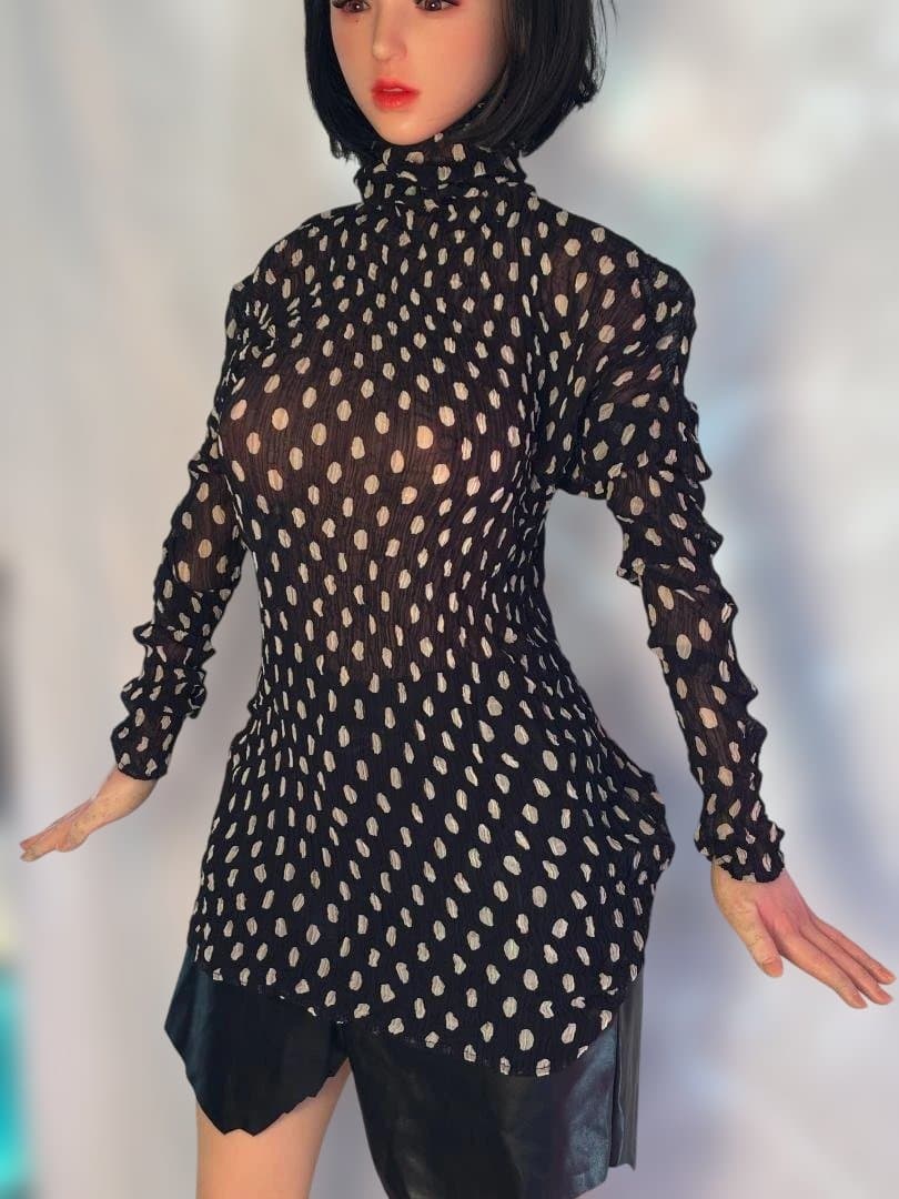 ISSEY MIYAKE しわプリーツ ドット柄 ハイネック L