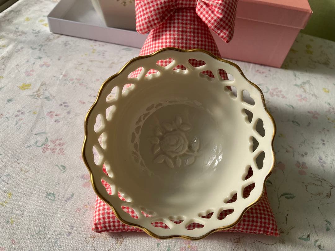 レノックス ビンテージ 金彩 ハート透かし 大小二個セット ギフトボックス入り