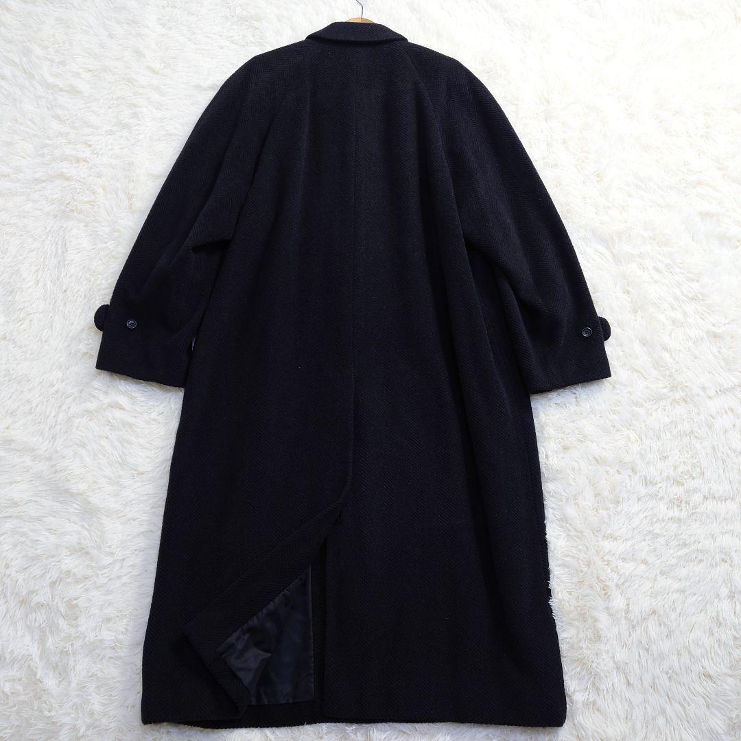 チェルッティ　ステンカラーコート　バルマカーン　ヘリンボーン　黒　48　L〜XL