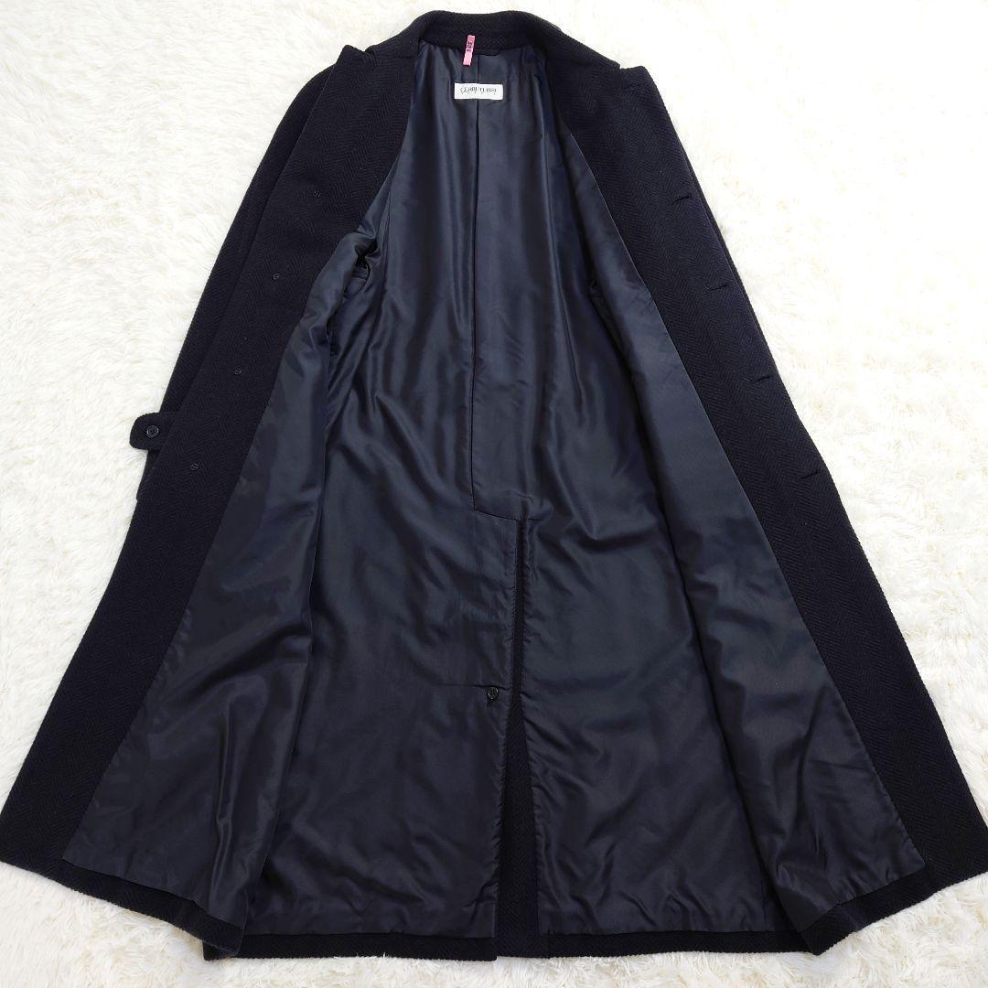 チェルッティ　ステンカラーコート　バルマカーン　ヘリンボーン　黒　48　L〜XL