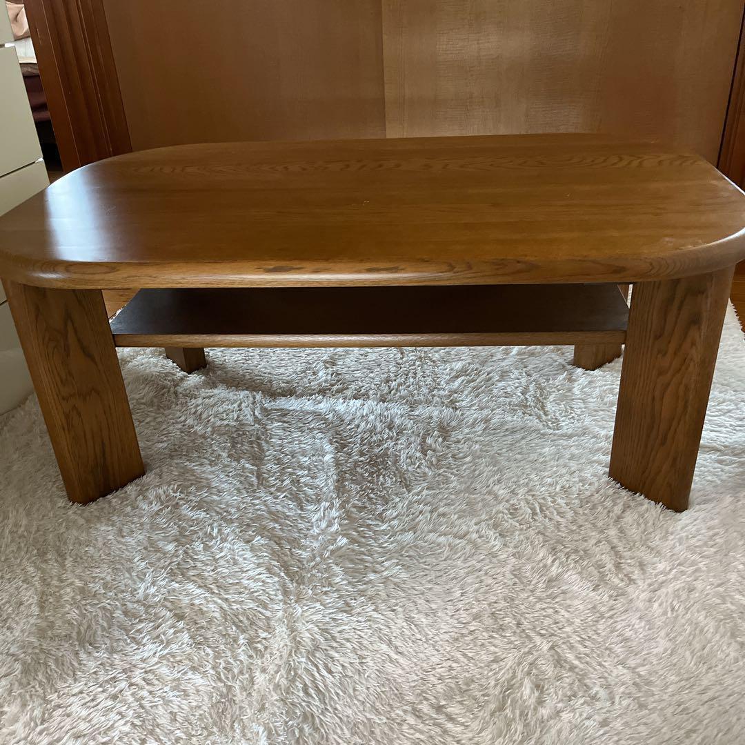 ベストセラー】浜本工芸 リビングテーブル 天然木 ナラ材 110cm 2段