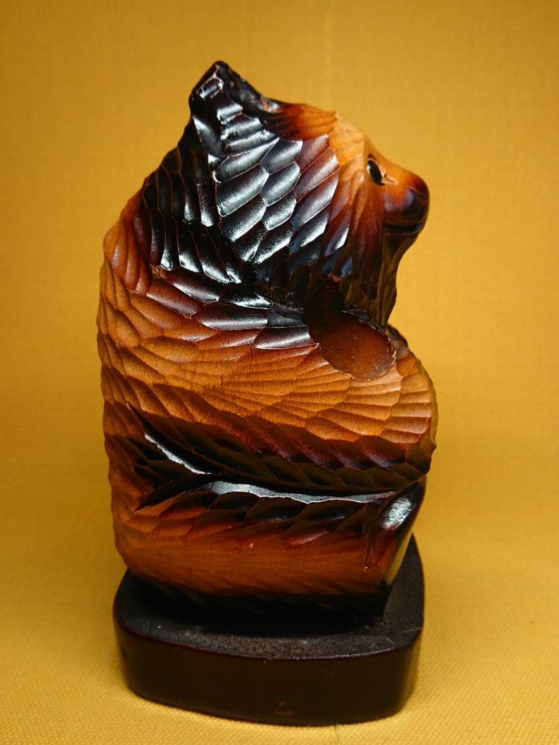 くま　熊　木彫　オブジェ　置物　インテリア　工芸品　美術品　A3072