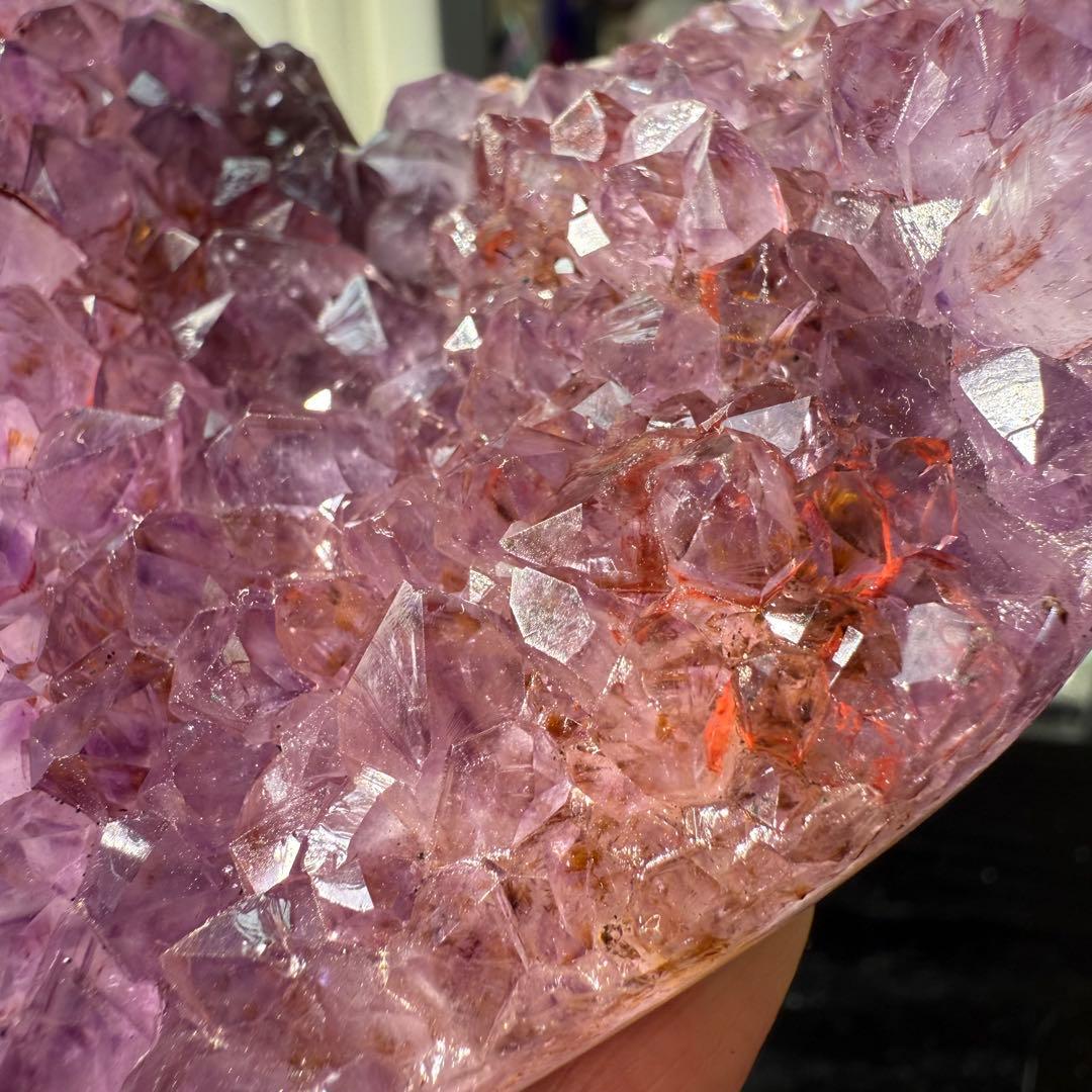 天然石タイチンルチルクォーツ共生アメジストのハート　置物NO.010913