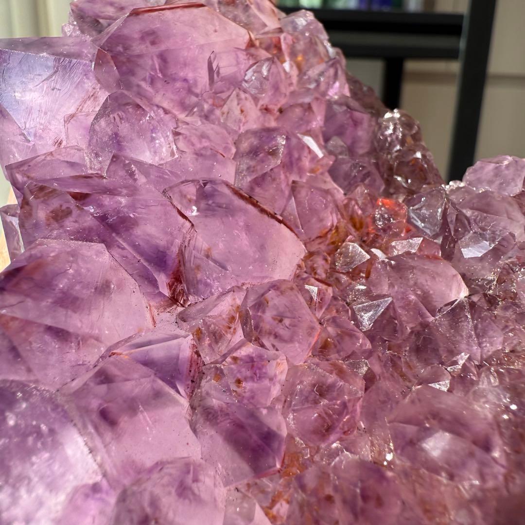 天然石タイチンルチルクォーツ共生アメジストのハート　置物NO.010913