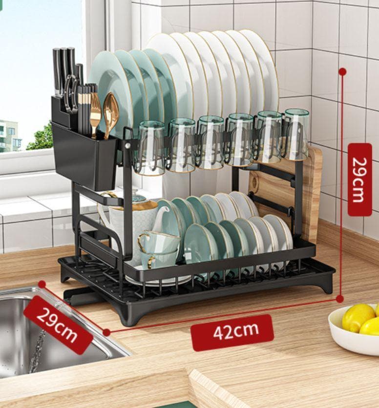 ☆水切りラック☆2段☆ブラック☆整理☆食器☆水切りかご☆水切り☆料理☆キッチン☆