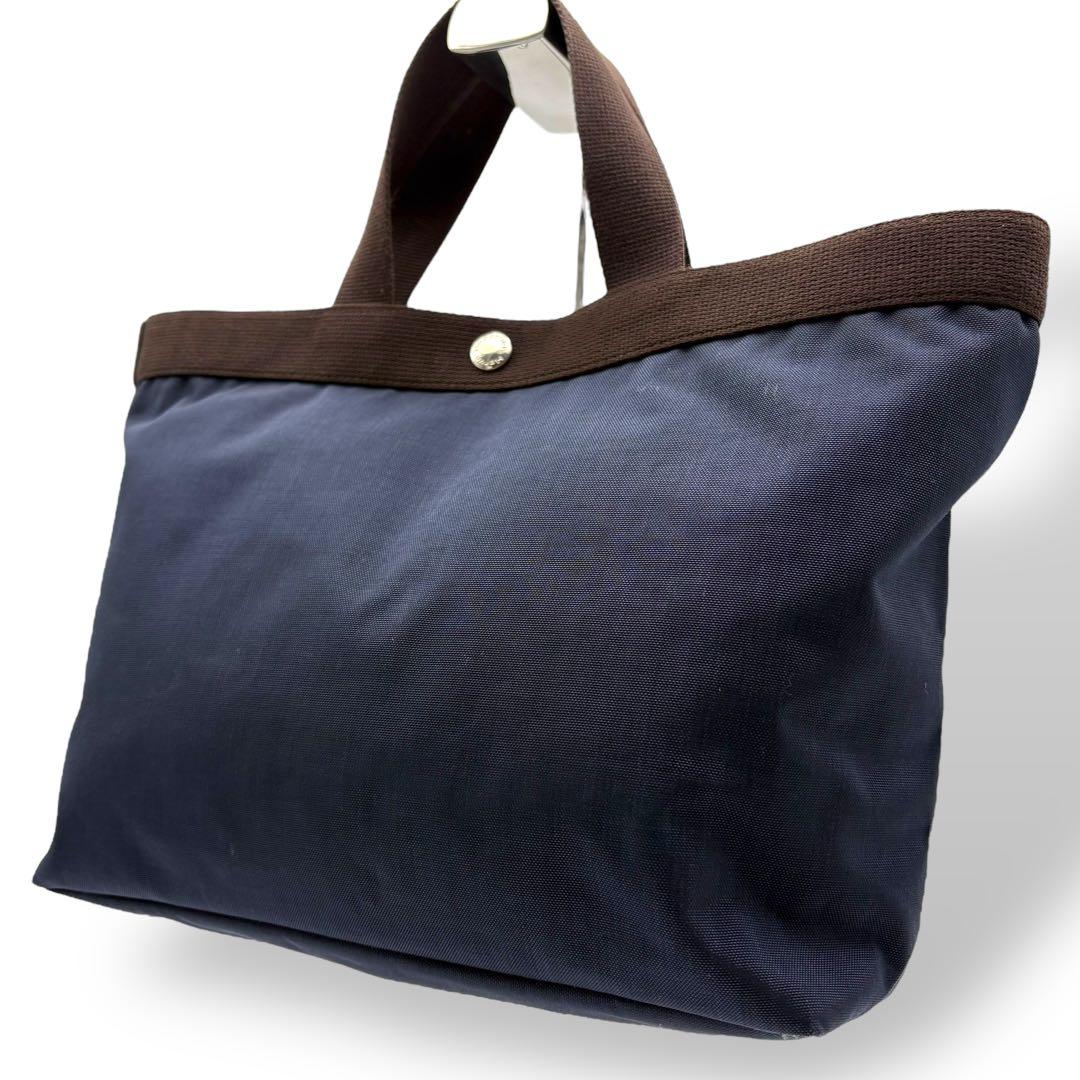 エルベシャプリエ ハンドバッグ 舟形 トートバッグ ナイロン ネイビー