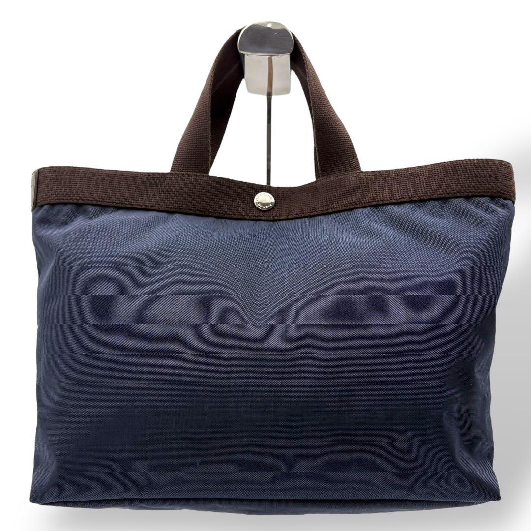 エルベシャプリエ ハンドバッグ 舟形 トートバッグ ナイロン ネイビー