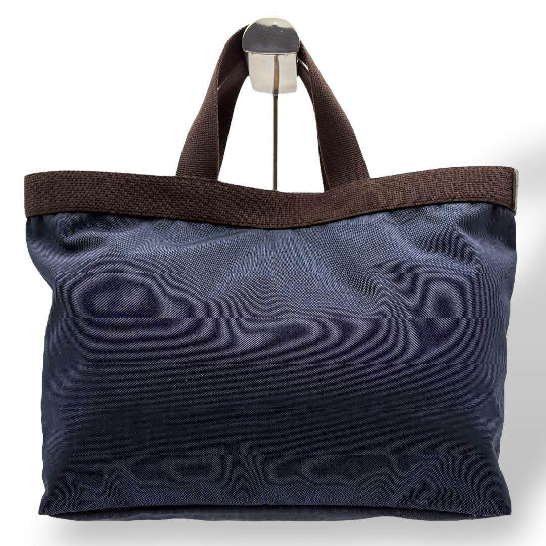 エルベシャプリエ ハンドバッグ 舟形 トートバッグ ナイロン ネイビー