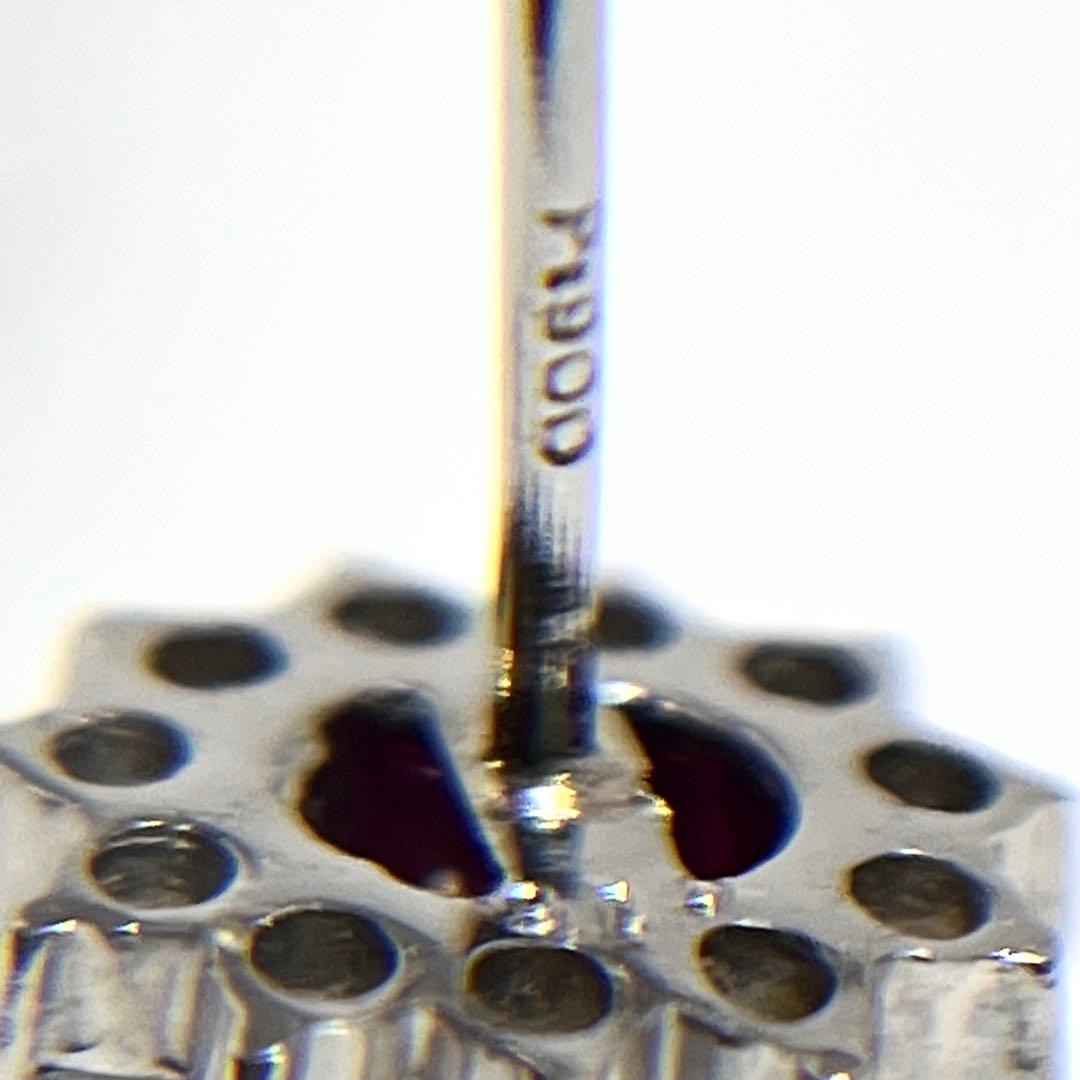 プラチナ　ルビーダイヤピアス Pt900 フラワーモチーフ