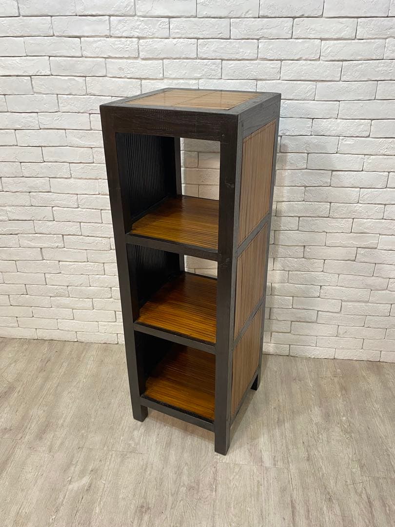 【Tak0310】高級　バリ家具　バンブー　シェルフ　ラック　棚　本棚