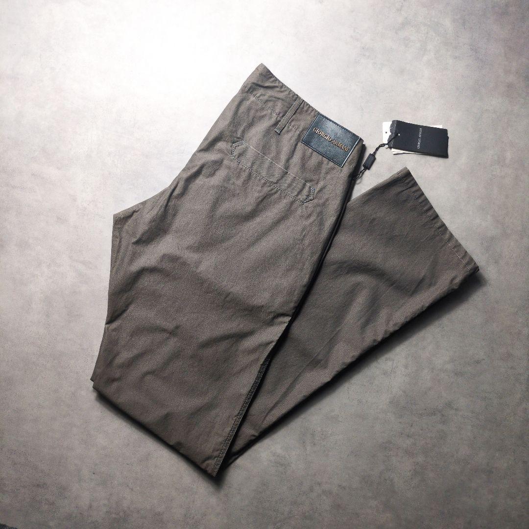 未使用 GIORGIO ARMANI コットン トラウザー パンツ 黒タグ