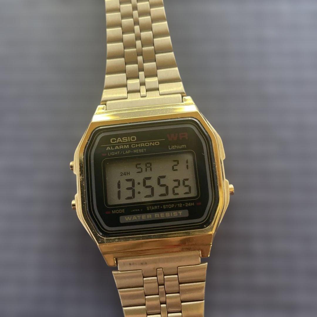 CASIO デジタル ウォッチ ゴールド 593 A159W JAPAN 腕時計