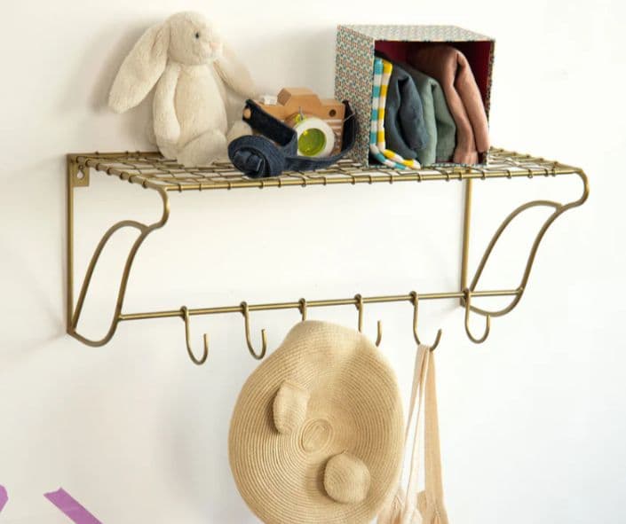 アンティーク調　ワイヤーウォールシェルフ