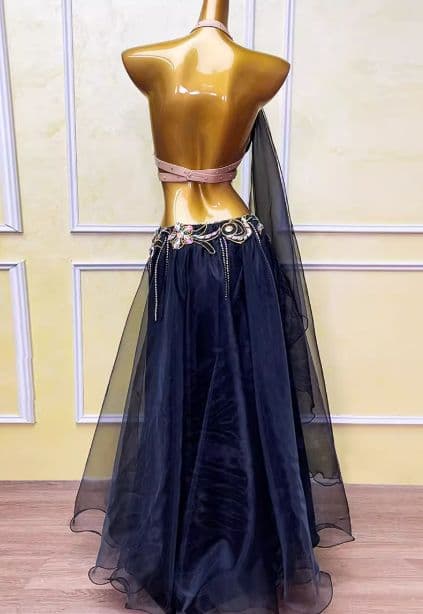 ベリーダンス衣装 ブラスカートセットアップ 黒 オーダーメイド