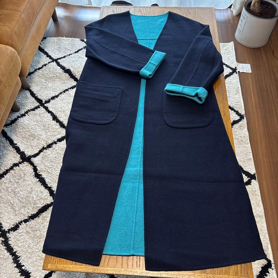 THE VIRGNIA ネイビーとターコイズのロングコート