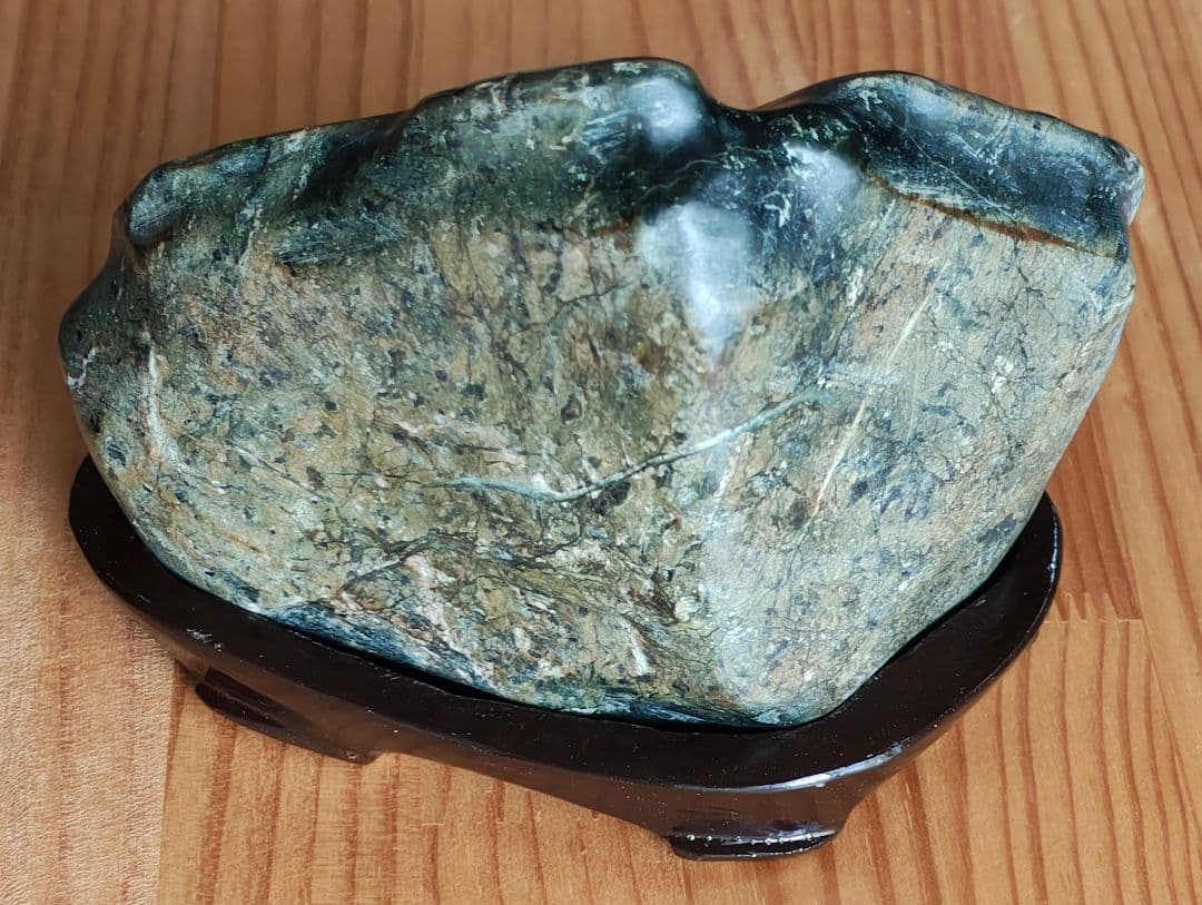 天然石 水石 木製台座付き