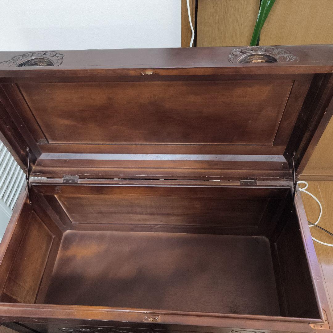 アンティーク木製ベンチ収納 中国 工芸品 玄関収納