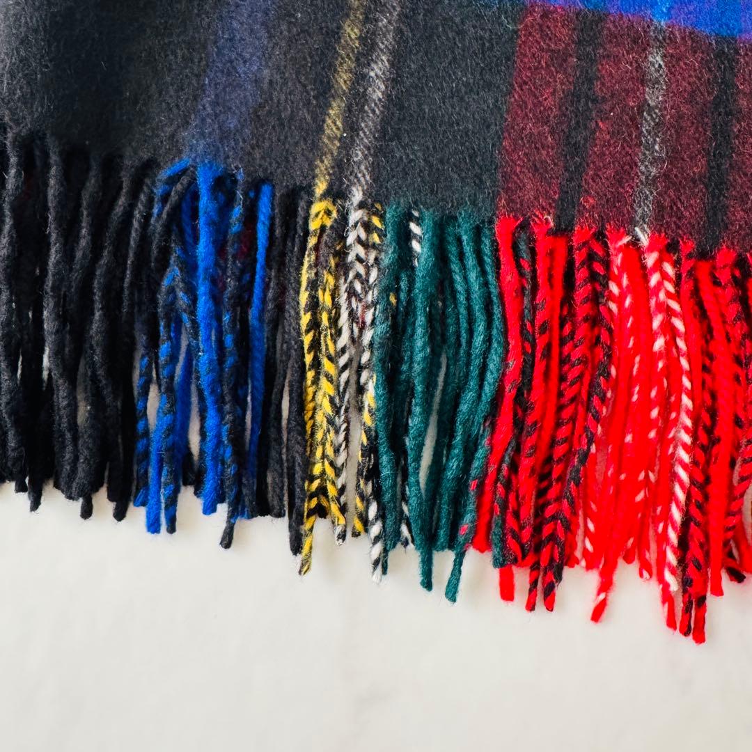 ジョンストンズ カシミヤ 100％大判ストール ブラック チェック