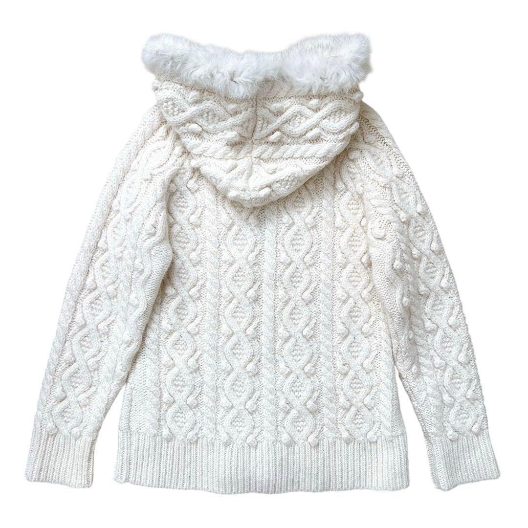 INGEBORG　フォックスファー　アランニットカーディガン　ジャケット　M