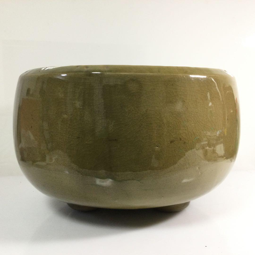 土風炉 火鉢 五徳付 焼物 灰付 茶道具 L285