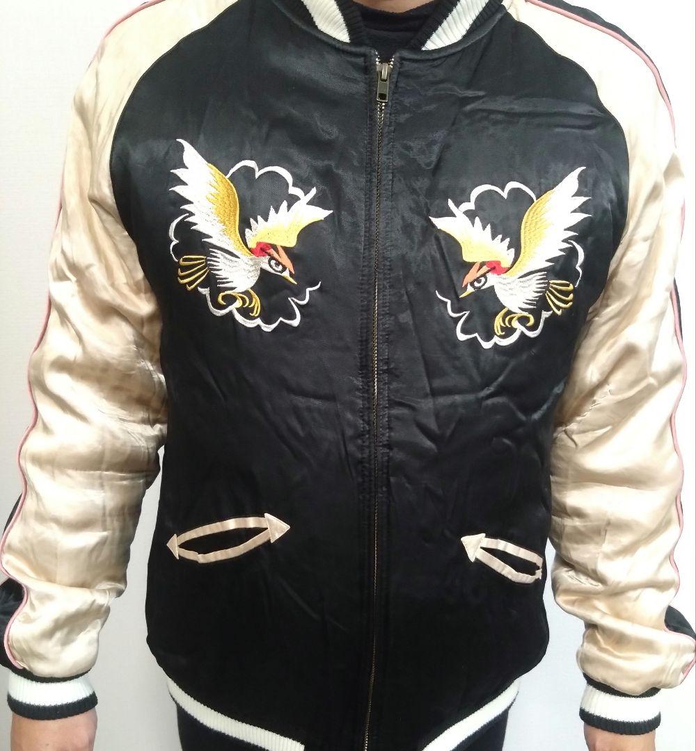 人気HOUSTON スカジャン 鷹と日本地図　 Lサイズ レーヨン