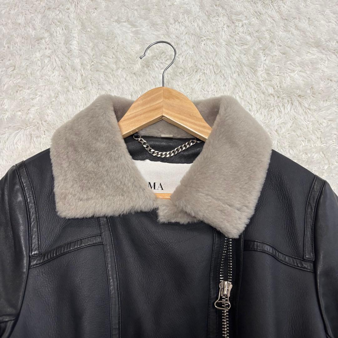 【美品】 DOMA ダブルライダース レザー ムートン レディース ブラック