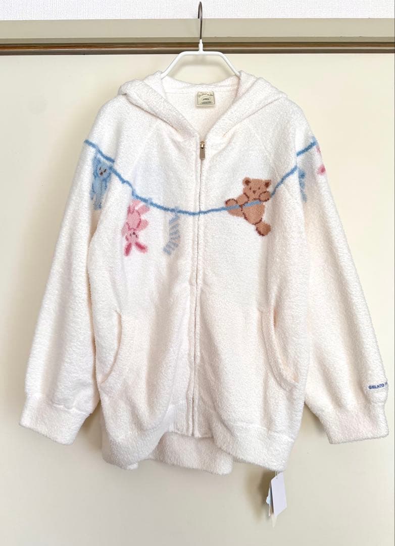 ジェラートピケ 上下セット エアリーモコウォッシングアニマルジャガー パーカー