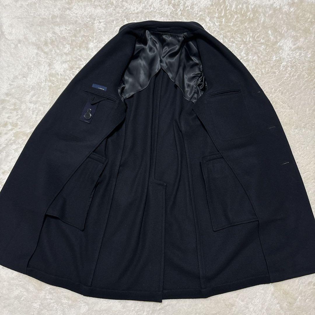 極美品 ラルディーニ チェスターコート ブートニエール ブラック ウール 46