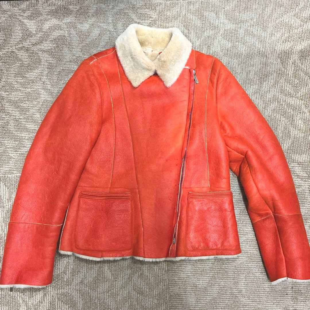 マブラン mabrun ムートンコート ボア メンズ オレンジ M 本革